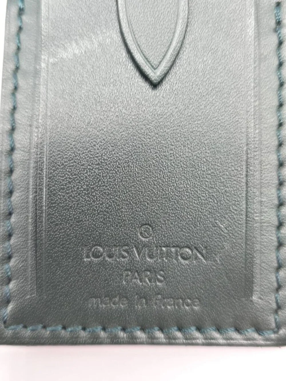 Authentic Louis Vuitton Black Leather Luggage Tag